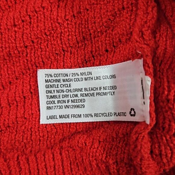 Knox Rose Womens Small Red Pointelle Crewneck Pullover Sweater Crochet Knit - Picture 4 of 7